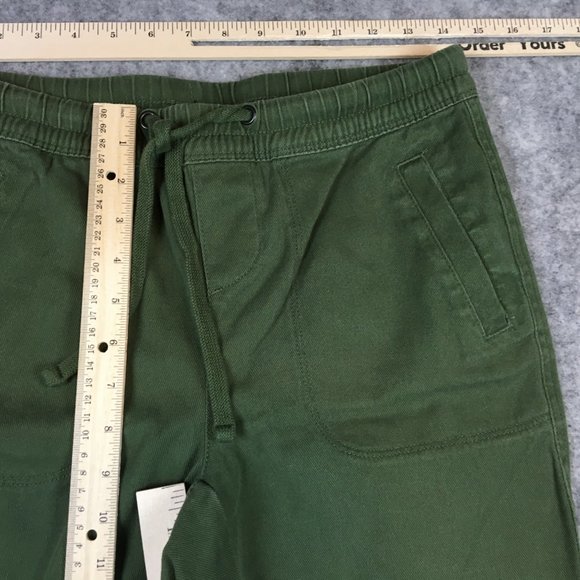 Time Tru Pants 0 2 XS Olive Green Solid Mid Rise Pull On Cuffed Crop Loose Army - Picture 7 of 14